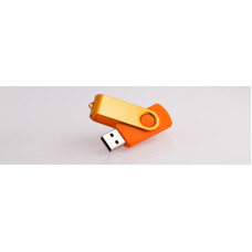 Флешка  с пластиком оранжевого цвета и металлической скобой на 4 Гб