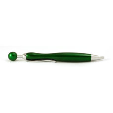 Пластмассовая ручка. Корпус зеленый, клип "металлик".