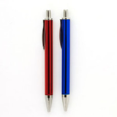 Ручка пластмассовая "красный металлик" с металлическим клипом